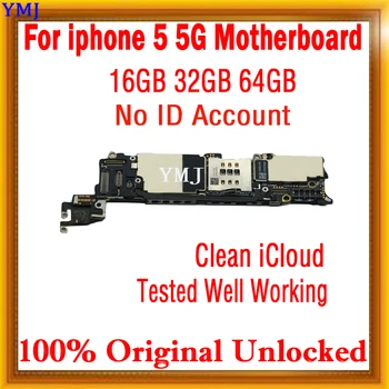 Нет учетной записи ID Для iPhone 5 Оригинальная Разблокированная Материнская плата Чистый Icloud С Системой IOS Материнская плата 16 ГБ / 32 ГБ / 64 ГБ Протестирована Хорошо.