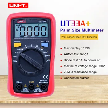 Цифровой мультиметр UNI-T UT33A + Размер ладони вольтметр переменного тока постоянного тока Амперметр Сопротивление Измеритель емкости Тест диода /Непрерывный зуммер