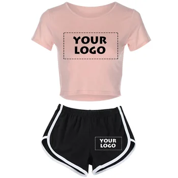 Пижамный комплект на заказ, женский повседневный укороченный топ и шорты Yogo, модная женская одежда, костюм из 2 предметов