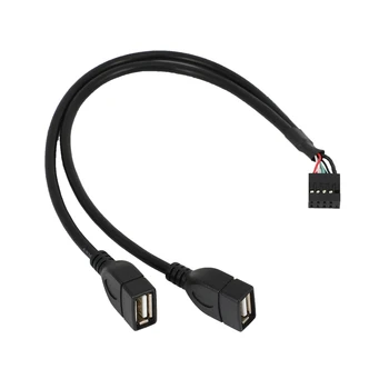 30 см 10-контактный разъем материнской платы к 2-портовому адаптеру Dual USB 2.0 Dupont Y Splitter Cable (10Pin / 2AM)