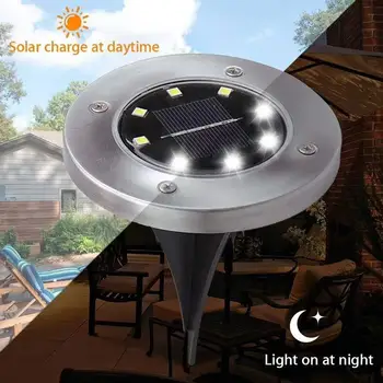 8 Шт. Наружный светодиодный дисковый светильник на солнечной энергии, Садовый Солнечный Подземный светильник, прожектор для палубы, Водонепроницаемые фонари для газона IP65