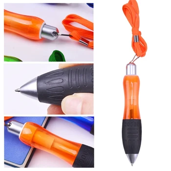 Многофункциональная толстая шариковая ручка с нажимной кнопкой и прикрепленным шнурком, короткий кликер и подвесной ремешок, ручки 5 цветов