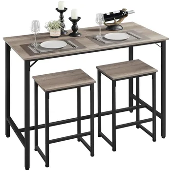 Набор для обеденного/барного /кухонного стола LISM с 2 табуретками без спинок, высота 35,4 дюйма, серый