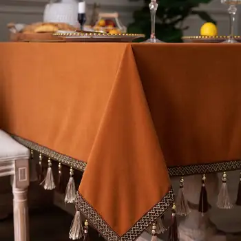 Бархатная скатерть в европейском стиле, величественная и роскошная, ретро-оранжевый ресторан на заказ