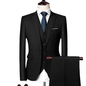 Мужской костюм для свадебного банкета Элегантный и роскошный деловой деловой костюм из 3 предметов