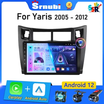 Srnubi 2 Din Android 12 Автомагнитола для Toyota Yaris 2005-2012 Мультимедийный плеер 2din Carplay Авто Стерео GPS DSP DVD Головное устройство