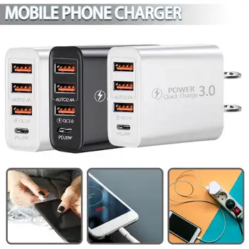 Зарядное устройство для телефона 3usb Pd Quick Charge 3.0 для передачи данных Штепсельная вилка США Ес F6q4