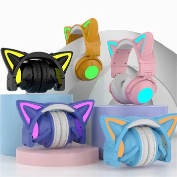 Беспроводные гарнитуры RGB Cat Ear с микрофоном 7.1 Стереомузыка Bluetooth 5.0 Поддержка гарнитуры Управление цветом подсветки Лучший подарок
