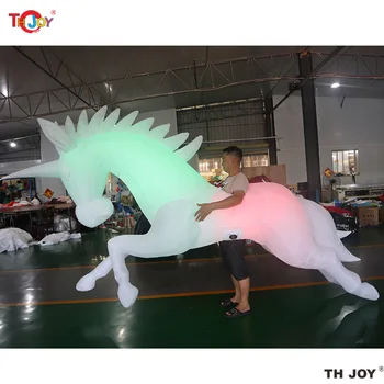 Бесплатная воздушная доставка Фантастический гигантский белый надувной костюм лошади длиной 3 м со светодиодной подсветкой для выступлений на параде