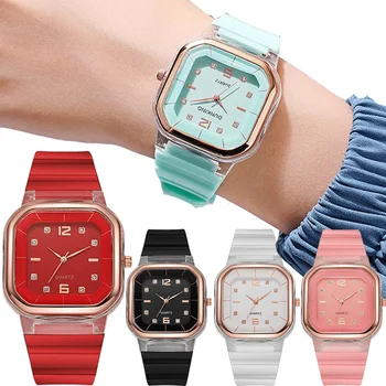 Женские часы с силиконовым квадратным кварцем ярких цветов, простые спортивные многофункциональные цифровые часы, модные женские часы для мужчин