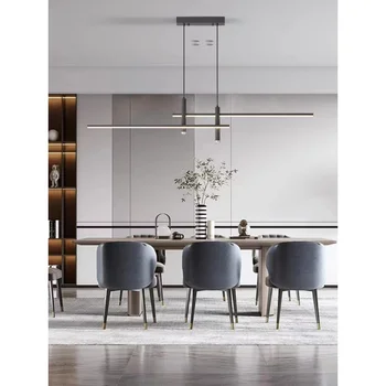 Люстра для столовой Минималистичные линии, скандинавский обеденный стол, креативная барная стойка, дизайнерские светильники с длинной полосой
