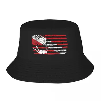 Подростковая широкополая шляпа Винтажный американский дайверский флаг Аксессуары Шляпа Боб Дорожный головной убор Солнцезащитная кепка в упаковке