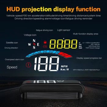 M16 GPS HUD Спидометр, отображение времени, высоты, пройденного расстояния, напряжения, сигнализации скорости, Автоаксессуары для всех автомобилей