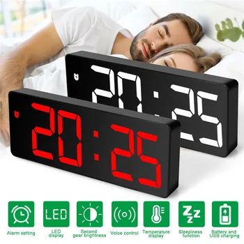 Цифровые будильники, умные светодиодные часы с большим дисплеем, электронные часы с USB-будильником, настольные часы для домашнего декора