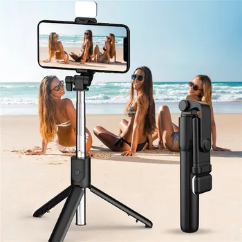 Селфи-палка для мобильного телефона Bluetooth с заполняющим светом Для фотосъемки вживую Портативный цельный телескопический штатив Селфи-палка Selfie