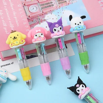 36шт 4 цвета Sanrio Kuromi Melody, Мультяшная шариковая ручка Hello Kitty, Студенческая Мини-Многоцветная Шариковая ручка, Канцелярские принадлежности Оптом