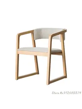 Круглый стул из массива дерева в скандинавском стиле, современный домашний обеденный стул из ясеня в европейском стиле с подлокотниками, простой Новый китайский
