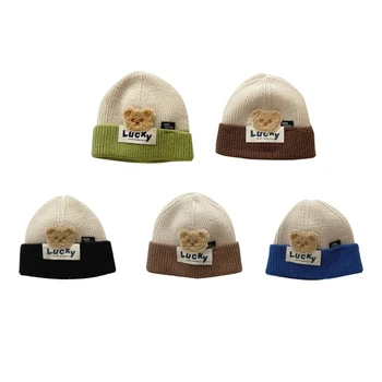 Зимняя Теплая Шапка BigPompom Kids Детская Шапочка-Капор Hairball Bear Hat для Мальчиков И Девочек Новорожденных, Вязаная Крючком Шапочка-Бини