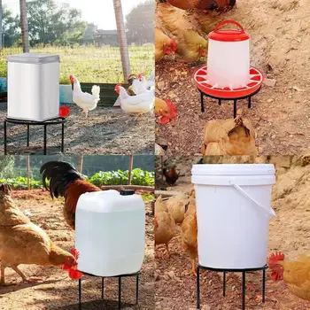 Устойчивая к падению подставка для кормления цыплят, Прочная металлическая подставка для домашней / уличной птицы, оснащенная аксессуарами