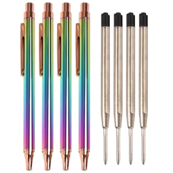 Выдвижные шариковые ручки, роскошная металлическая ручка Rainbow Click, ручки с черными чернилами 1,0 мм для настольных офисных принадлежностей