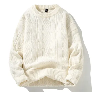 2023 Новый Осенне-Зимний Корейский свитер Harajuku Vintage Twist Для мужчин, Высококачественные Мужские пуловеры, свитера, Толстый теплый Мужской вязаный джемпер