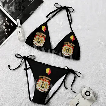 Карта Кода герба Бельгии с 3D-принтом для женщин, Женский комплект микро-бикини, Летняя пляжная одежда, сексуальные пляжные купальники