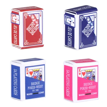 4 комплекта меньших игральных карт для покера Мини-бумажная колода мебели Креативные шахматные игры