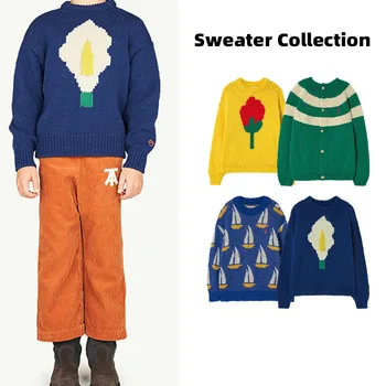 Предварительная распродажа (поступит в сентябре) 2023 Tao Осенний детский свитер с героями мультфильмов для мальчиков, вязаный кардиган для девочек, детская одежда из бутика