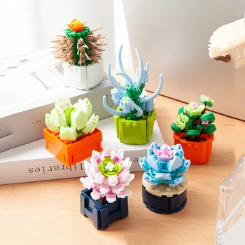 Строительные блоки Z30 Mini Flower Для домашнего рабочего стола, украшения для суккулентов в горшках, Пазл из мелких частиц, собранный своими руками, Детская игрушка в подарок