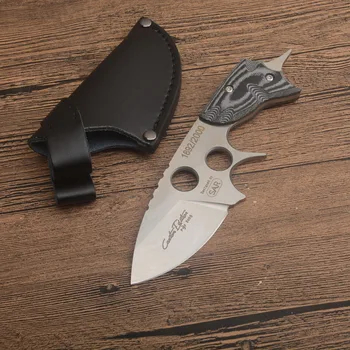 Высококачественный многофункциональный Маленький прямой Нож со стальным Лезвием D2 и рукояткой G10, Тактические Карманные Ножи в кожаных ножнах EDC Knife