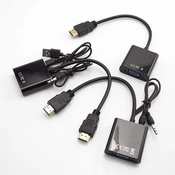 Адаптер HDMI-Совместимый с VGA, Штекерный Конвертер Famale для адаптера 1080P, Разъем для видео-аудиокабеля для ПК