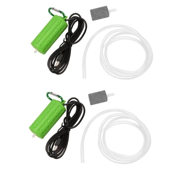 2X USB Мини-аэрационный насос, Воздушный насос, Аэратор для аквариума, Ультра Тихий Мини-аквариум для рыбалки, Кислородный насос -Зеленый