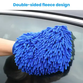 Двусторонние перчатки для автомойки, двухсторонняя рукавица для автомойки из синельной микрофибры, без ворса, без царапин, сильная вода для эффективного