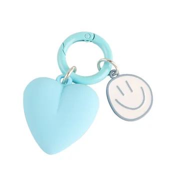 Новое кольцо для ключей от машины в виде сердца с персиковым сердечком, Подвеска, Милый Мультяшный смайлик, Металлическое кольцо, Пряжка, Аксессуары для ключей, Сумка для влюбленных, Аксессуары для сумок