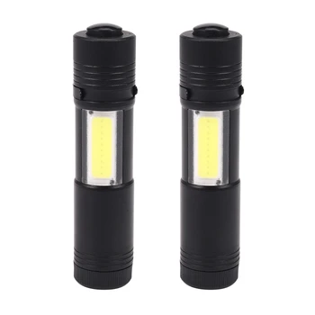 2X Новых мини-портативных светодиодных фонарика Q5 XPE & COB Work Light Lanterna Мощная ручка-факел Лампа 4 режима Использования 14500 или AA