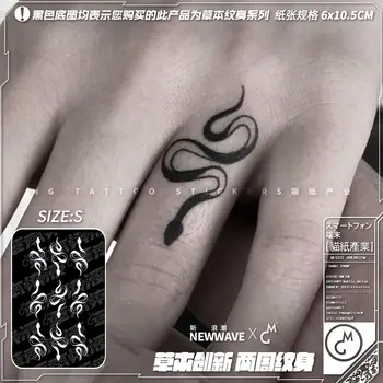 Временные татуировки в виде маленькой змеи для женщины, мужчины, стойкая травяная татуировка, искусство на пальцах, поддельная татуировка в стиле панк, водонепроницаемые мини-наклейки с татуировками