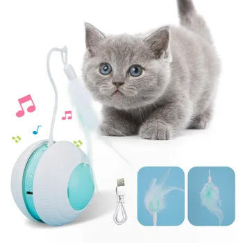 Интерактивные Игрушки Для Кошек с Птичьим Звуком, Светодиодной Подсветкой, Автоматическим Вращением на 360 °, USB-Зарядкой, Роботизированные Игрушки Для Кошек в помещении