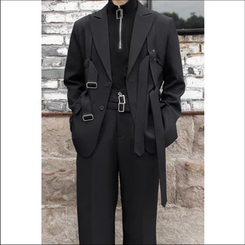 S-6XL!2023 Весенне-осенний костюм для отдыха, куртка мужская advanced sense of fried street, свободный маленький костюм, мужская корейская версия тренда