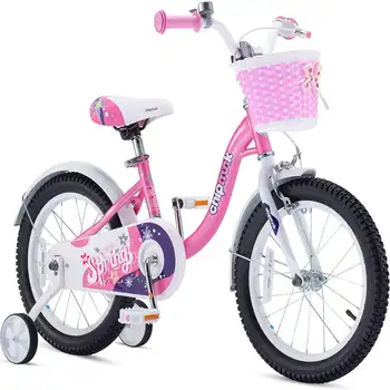 Велосипед для девочек 18 Дюймовый Велосипед с корзиной Варианты подставки Розовый