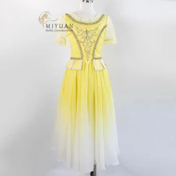 Изготовленное на заказ балетное танцевальное платье для взрослых и детей Профессиональное платье-ПАЧКА для сценического представления, длинное платье для выступления на Лебедином озере, желтое