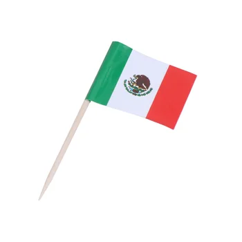 100шт Зубочистки с флагом Мексики, Национальный флаг, Топпер для торта, Деревянная фруктовая шпажка, украшение торта своими руками для торта, десерта, закуски, коктейля