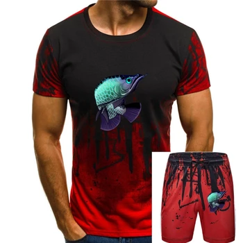Мужская футболка Arowana с рисунком рыбы, хлопковый костюм с круглым вырезом, базовая весенняя рубашка с надписью для фитнеса