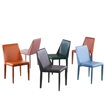 Скандинавское легкое роскошное кожаное кресло с седлом, современный минималистичный стол для маленькой квартиры, Ресторанный Итальянский обеденный стул с красной спинкой