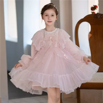 Осеннее платье принцессы для девочек, детское пышное платье принцессы в стиле феи Лолиты для маленькой девочки