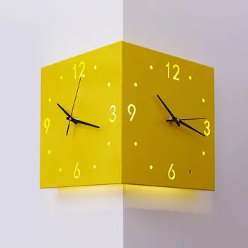 Автоматические индукционные 3D Двусторонние угловые настенные часы Digi, полые настенные часы, Квадратная гостиная, простые двусторонние угловые часы