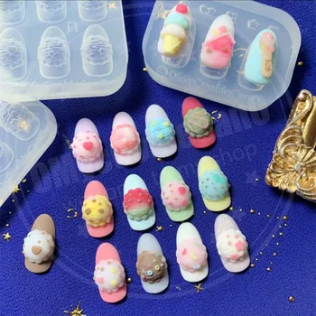 1шт Шарик мороженого 3D Акриловая форма для украшения ногтей Candy Wing DIY Дизайн Силиконовая форма для дизайна ногтей