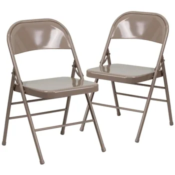 2 комплекта HERCULES Series с тройными креплениями и двойными петлями Бежевый Металлический складной стул