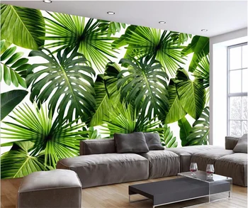 3d обои beibehang на заказ, большая фреска, современное простое растение из свежего тропического леса, лист Басе, Пасторальная фреска на фоне стены