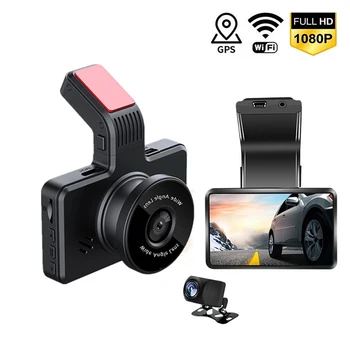 Автомобильный Видеорегистратор WiFi Full HD 1080P Dash Cam Камера Заднего Вида Автомобильный Видеомагнитофон Ночного Видения Auto Dashcam Автомобильная Камера GPS Трекер DVRS
