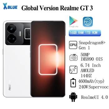Глобальная версия Realme GT3 16 ГБ ОЗУ 1 ТБ ПЗУ Snapdragon 8 + Gen1 6,74 